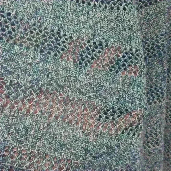 Womens knit top, size L sweater, loose knit lightweight blue green - Picture 6 of 7
